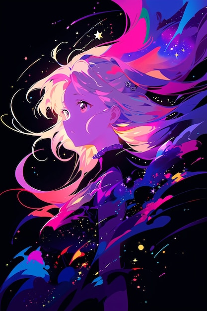 Anime style  character  in space