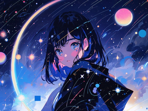 Anime style  character  in space