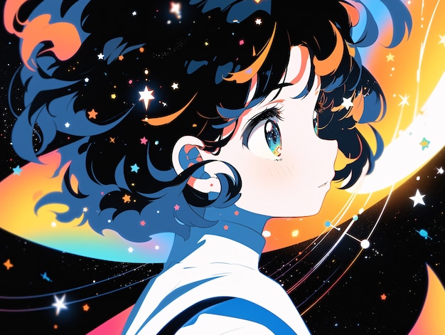 Anime style  character  in space