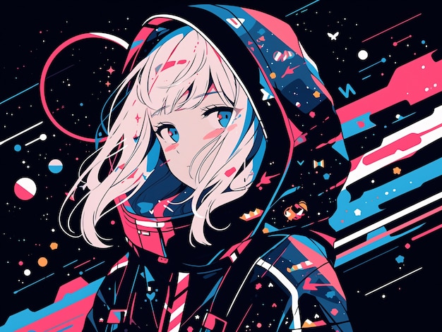 Free photo anime style  character  in space