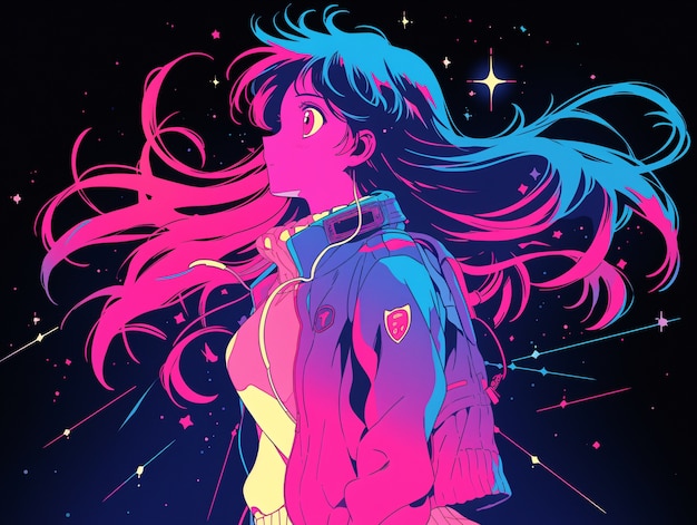 Free photo anime style  character  in space