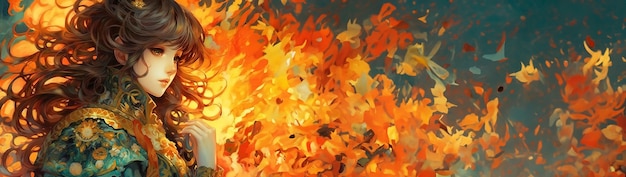 Free Photo anime style character with fire and flames