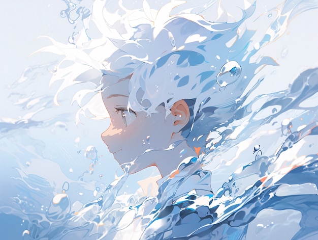 Free photo anime style character with water