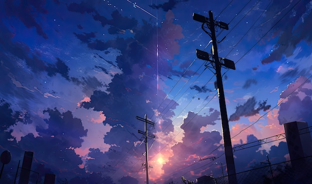 Free photo anime style clouds