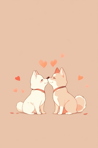 Anime style dogs celebrating valentines day