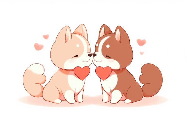 Free Photo anime style dogs celebrating valentines day