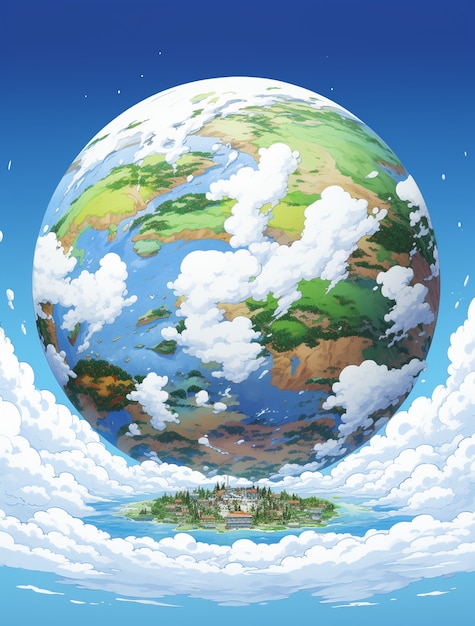 Free photo anime style earth