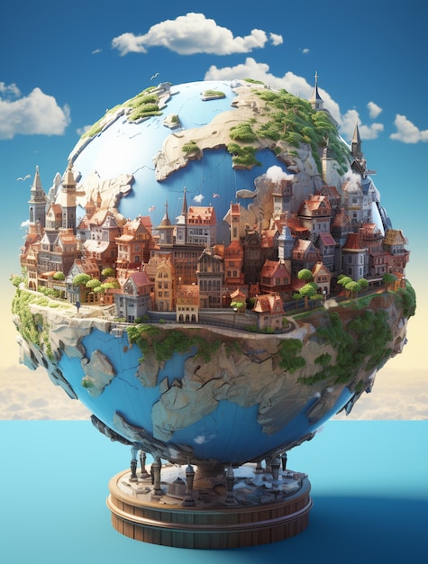 Free photo anime style earth