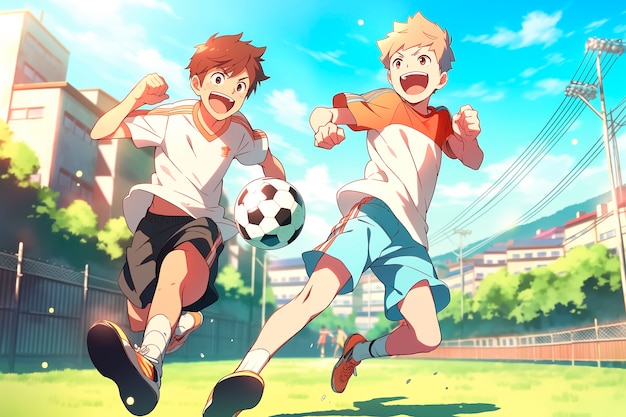 Free Photo anime style group of boys spending time together and enjoying their friendship