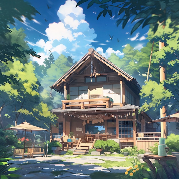 Anime style house architecture