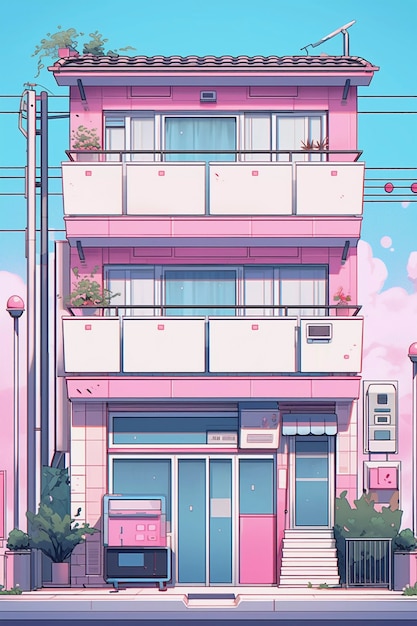 Free photo anime style house architecture