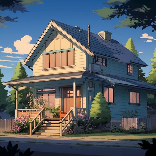 Anime style house structure