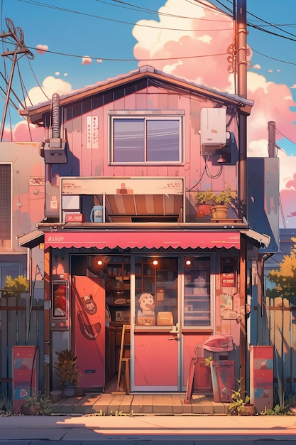 Free Photo anime style house structure