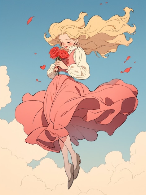 Anime style illustration of rose