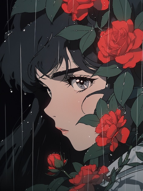 Anime style illustration of rose