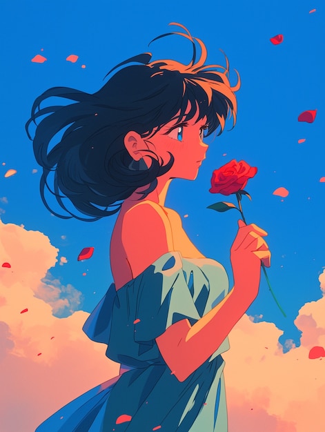 Free photo anime style illustration of rose