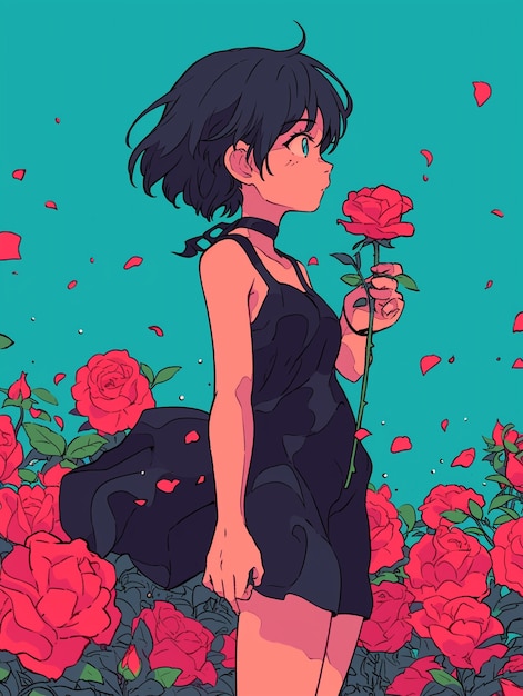 Free photo anime style illustration of rose