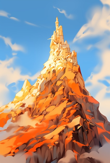 Anime style mountains landscape