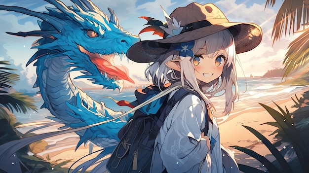 Free photo anime style mythical dragon creature