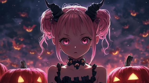 Free photo anime style scary halloween scene