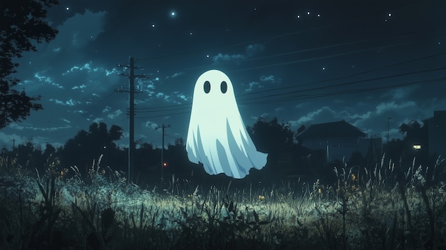 Free Photo anime style scary halloween scene