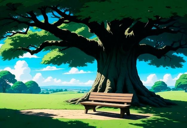 Free Photo anime tree illustration