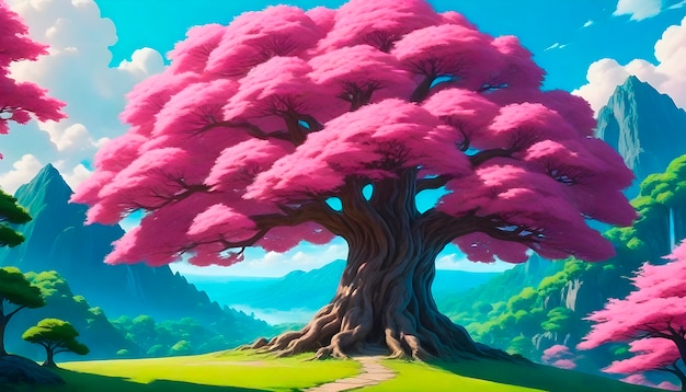 Free Photo anime tree illustration