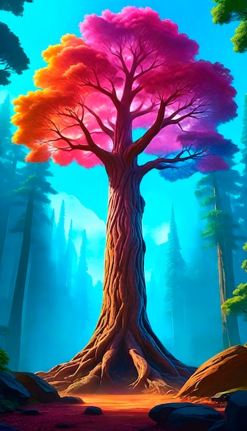 Free Photo anime tree illustration