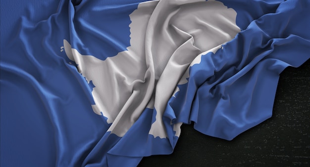 Free photo antarctica flag wrinkled on dark background 3d render