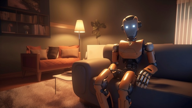 Free Photo anthropomorphic robot indoors