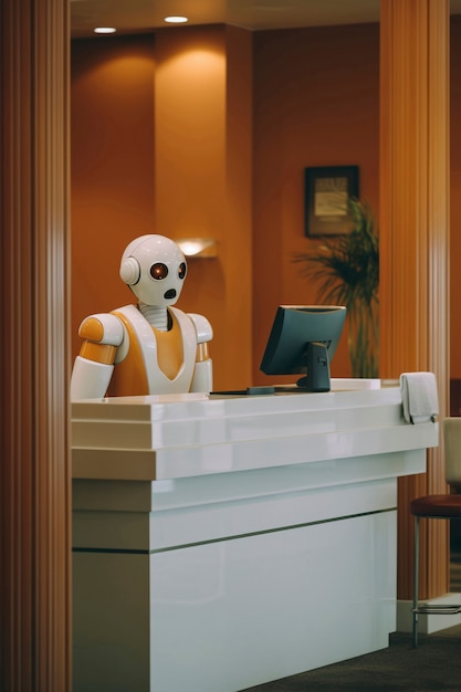 Free photo anthropomorphic robot that performs regular human job