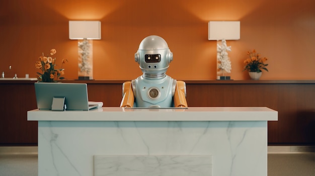 Free Photo anthropomorphic robot that performs regular human job