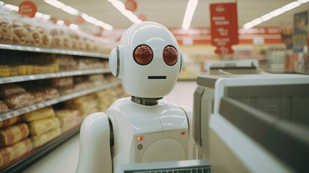 Free photo anthropomorphic robot that performs regular human job