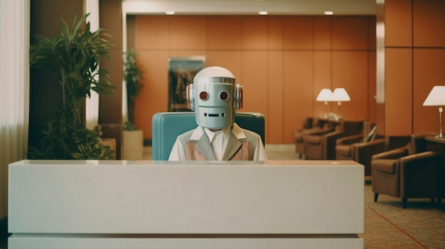 Free photo anthropomorphic robot that performs regular human job