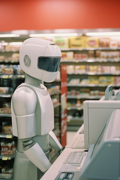 Free Photo anthropomorphic robot that performs regular human job