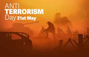 Free photo anti terrorism day with war scene