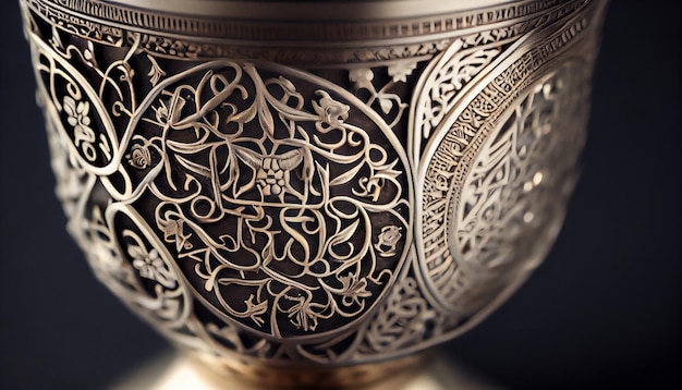 Free photo an antique gold colored metal vase with ornate designs generated by ai