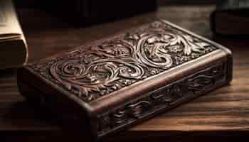 Free photo antique leather bible book cover ornate decoration generated by ai