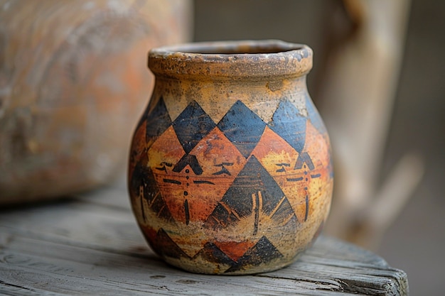 Free photo antique vase with indigenous pattern