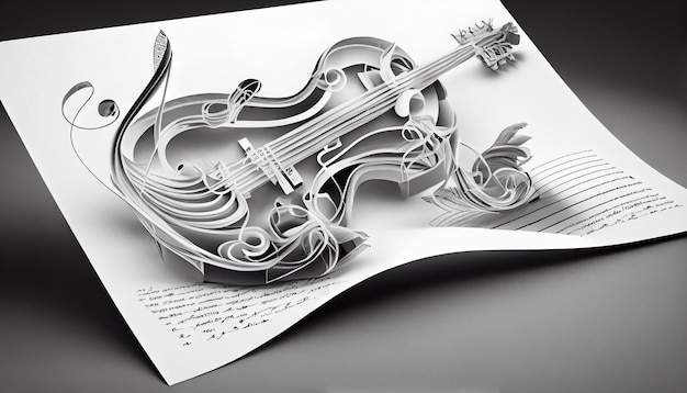 Free Photo antique violin and sheet music on abstract background generated by ai