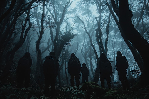 Aokigahara forest dark style