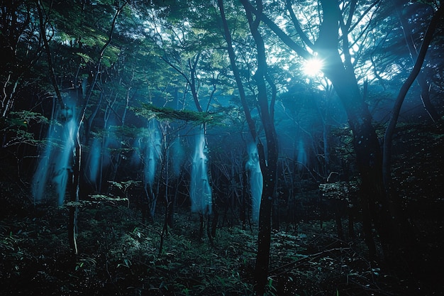 Aokigahara forest dark style