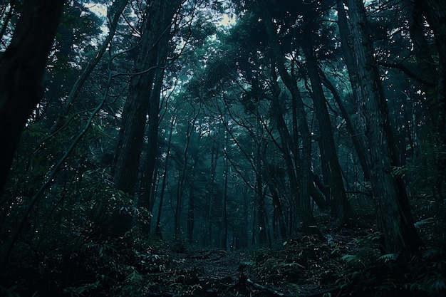 Free photo aokigahara forest dark style