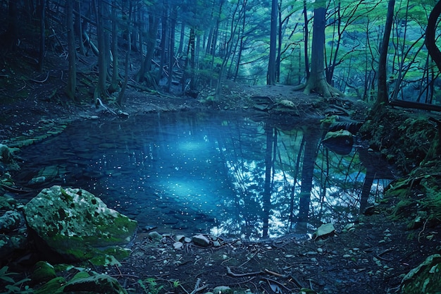 Free Photo aokigahara forest dark style