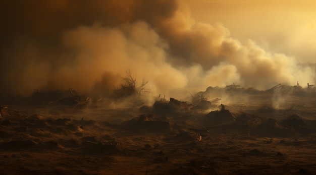 Free photo apocalyptic war zone landscape with destruction