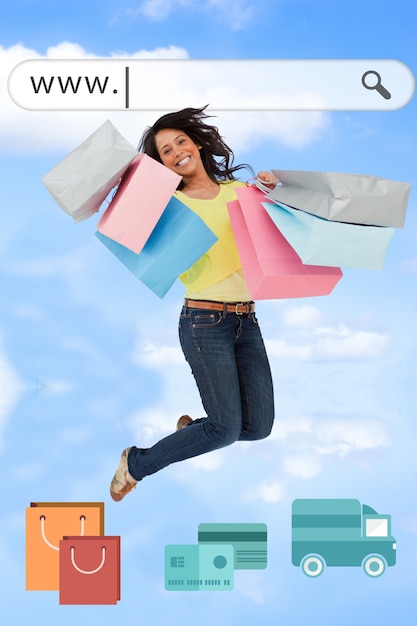 Free Photo app background of shopping girl