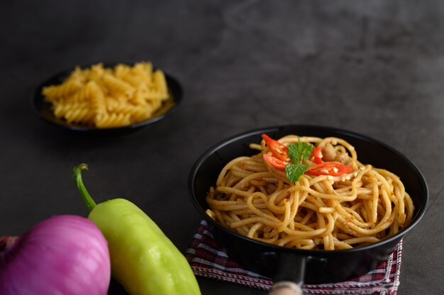 Appetizing spaghetti italian pasta with tomato sauce