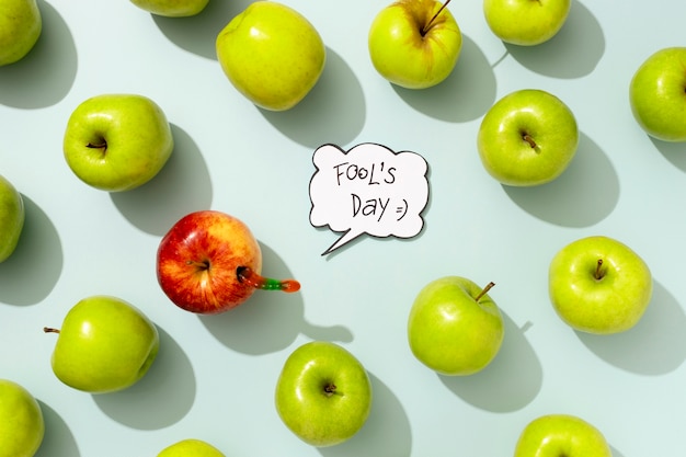 April fools day still life with apples