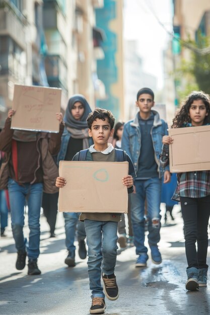 Arab people demonstrating  together