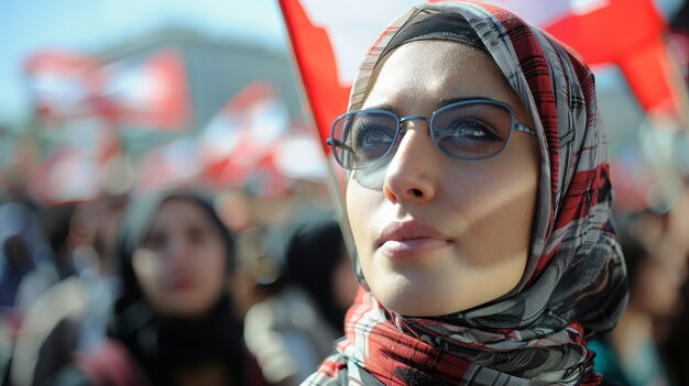 Arab people demonstrating  together